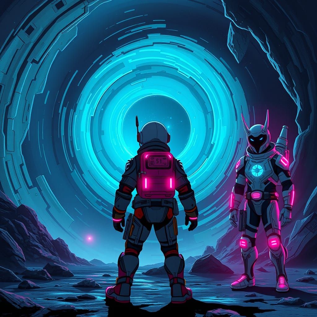 Cyberpunk Space Scouts Prepare for Wormhole Mission