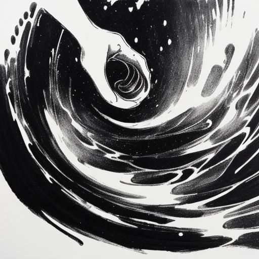 Expressive Ink Illustration of Hand with Brush