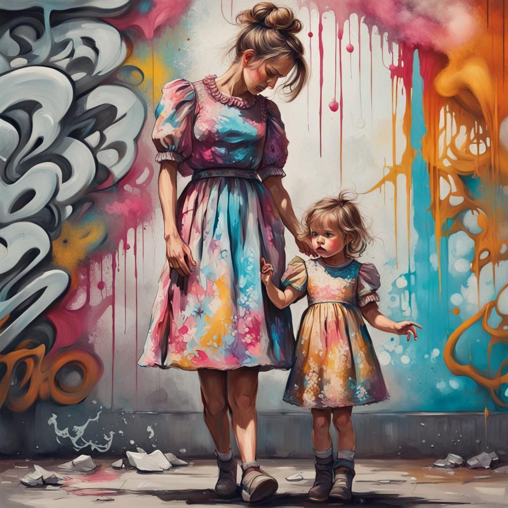 mother with a little girl