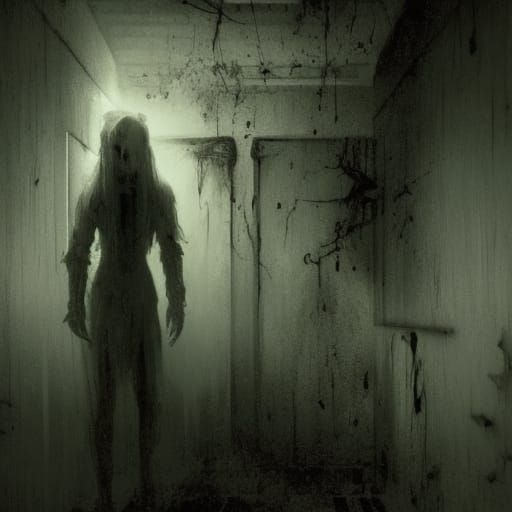 Haunted Asylum Interior in Gothic Horror Style