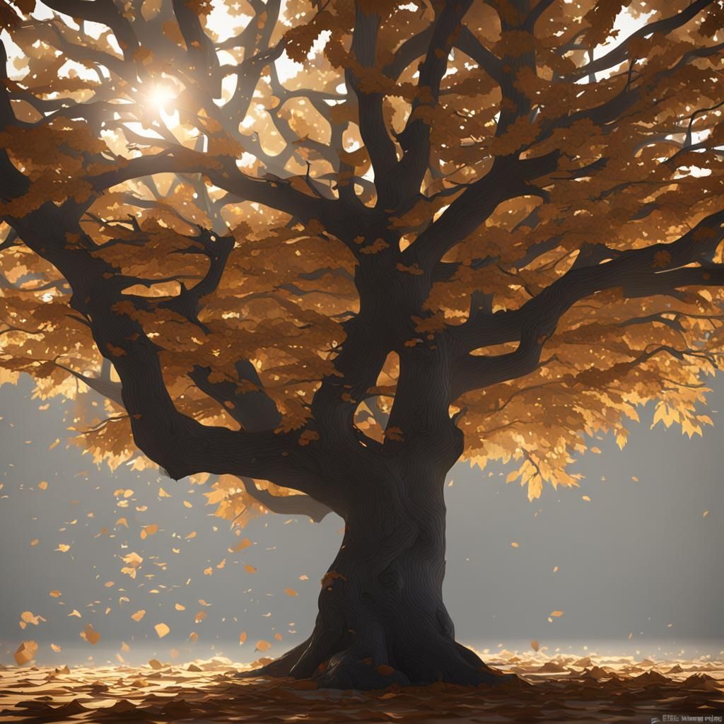 Ripped Leaf Falling from a Beautiful Tree