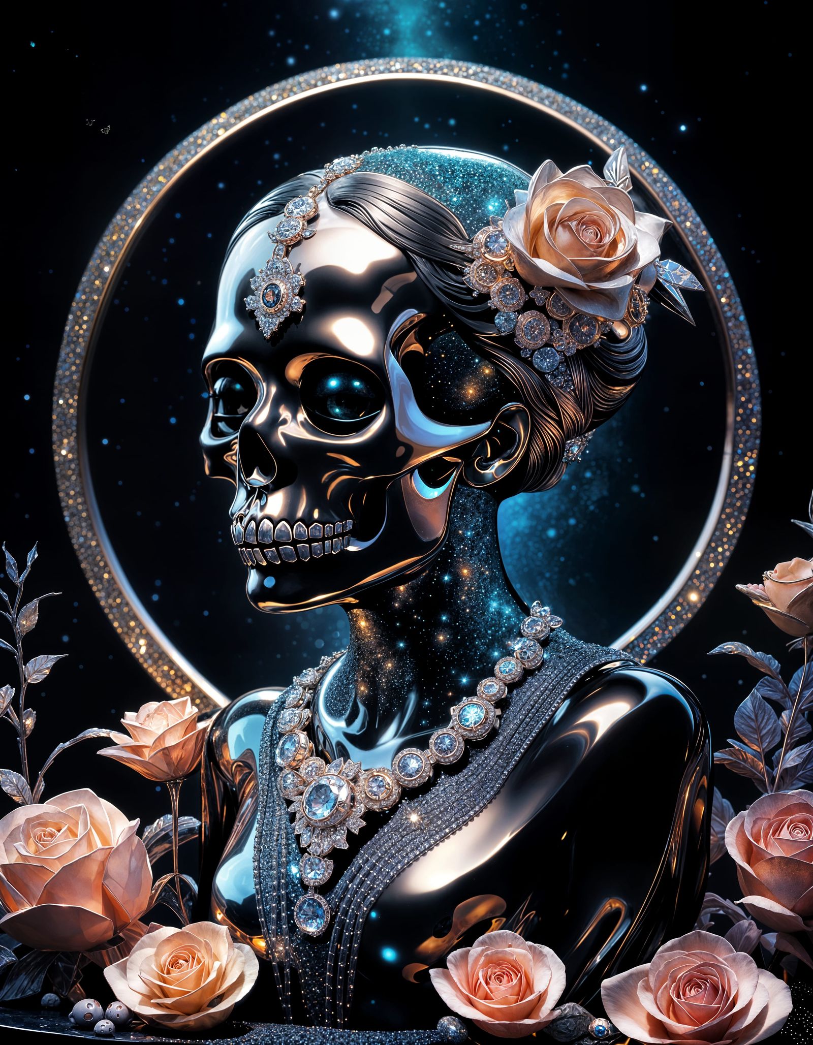 Luxurious Platinum Kuromi Figure with Diamond Accents