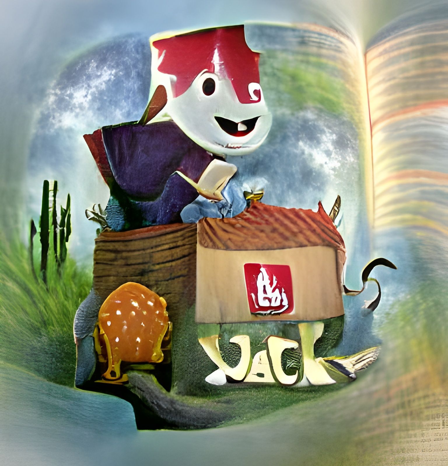 Vintage Jack in the Box Storybook Illustration