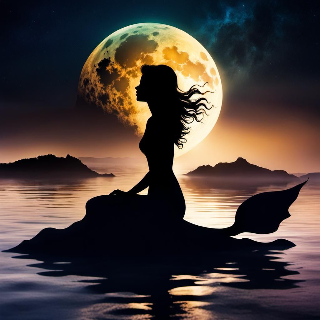 Moonlit Mermaid Double Exposure Art