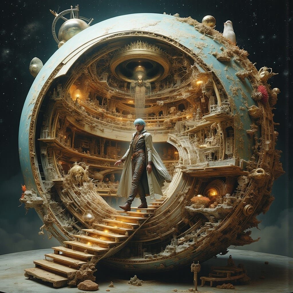 Glowing Galactic Library of Ancient Tomes and Cosmic Wonders