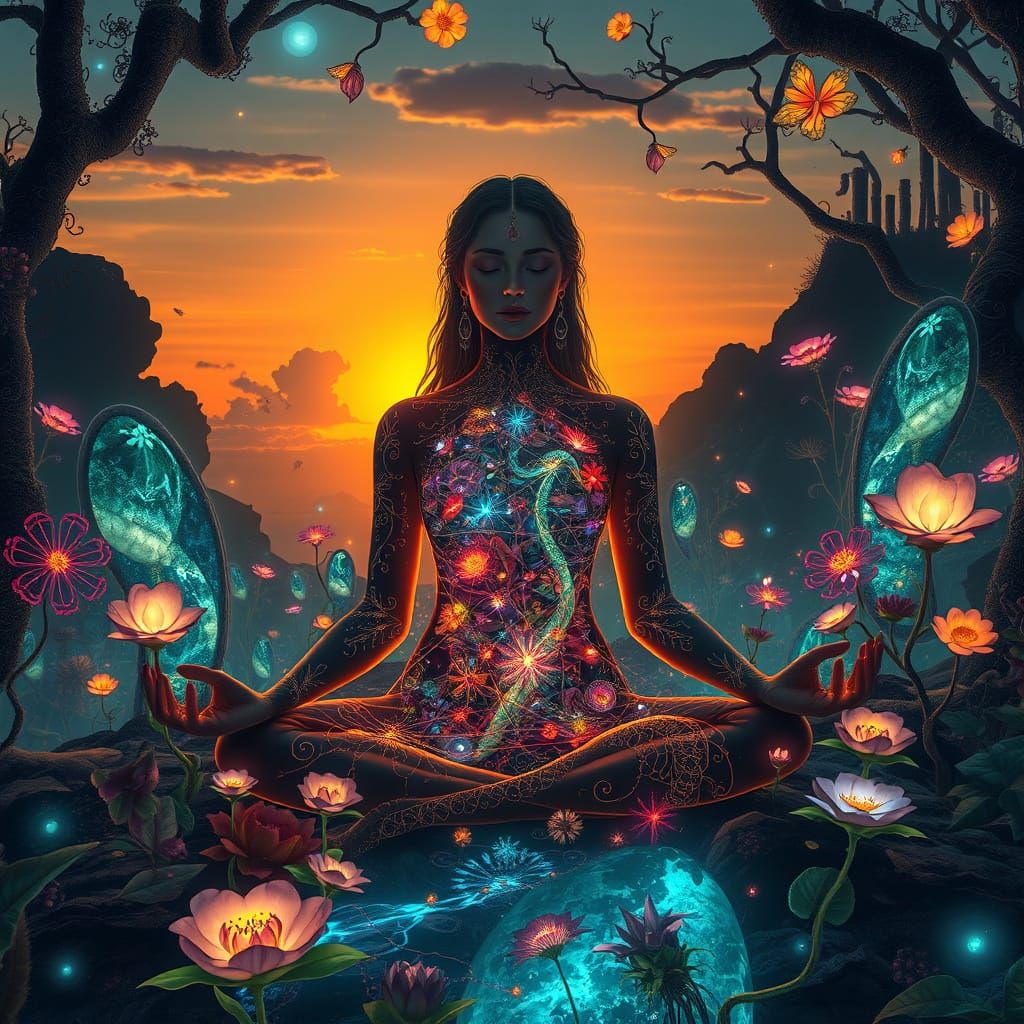 Dreamlike Encounter of Mystical Woman and Whimsical Fantasy ...