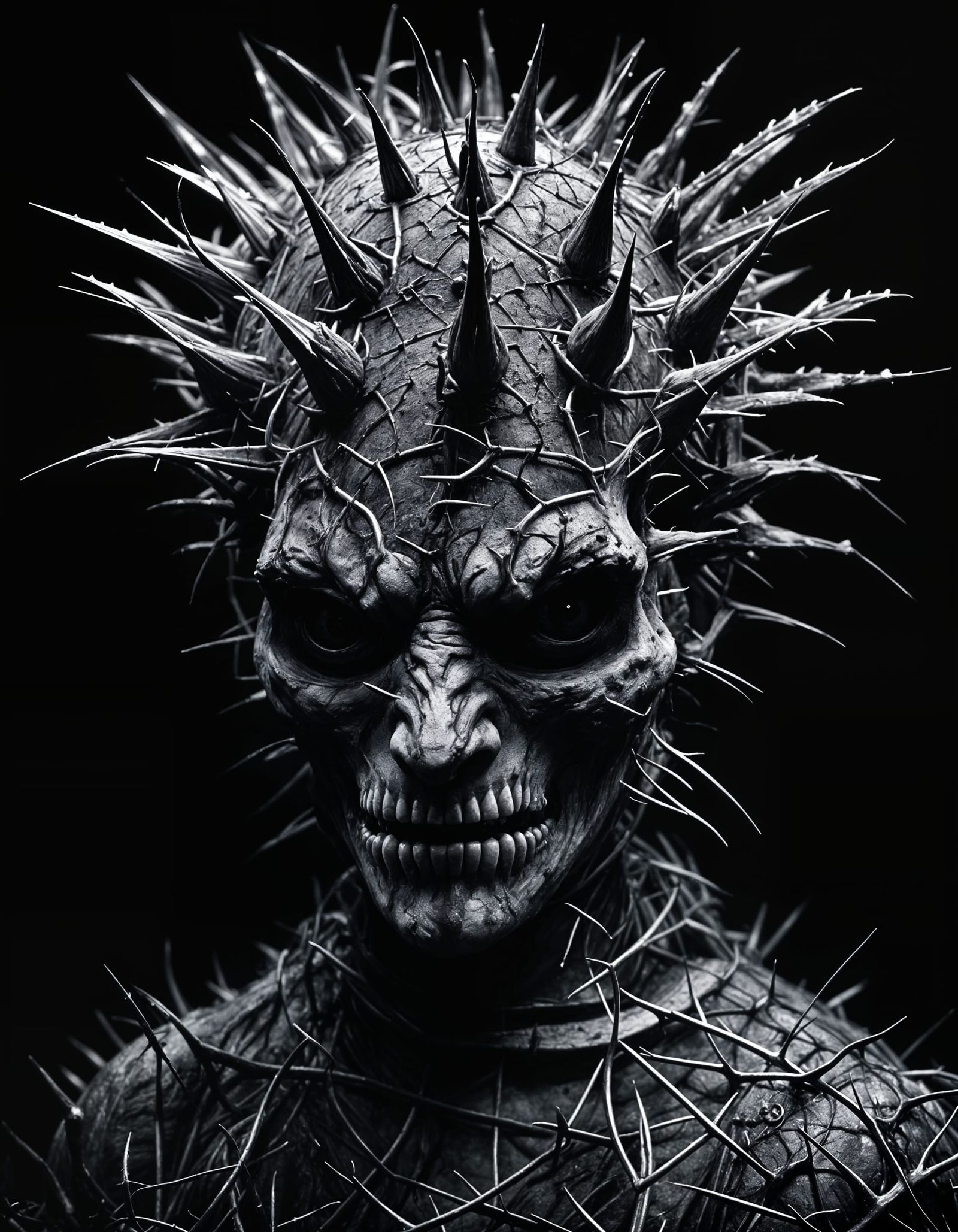 Frightening Cactus Monster Portrait in Dark Surrealism