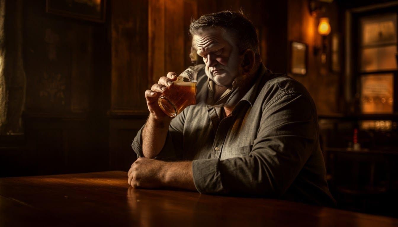 Solitary Man in Bar with Rembrandt Lighting