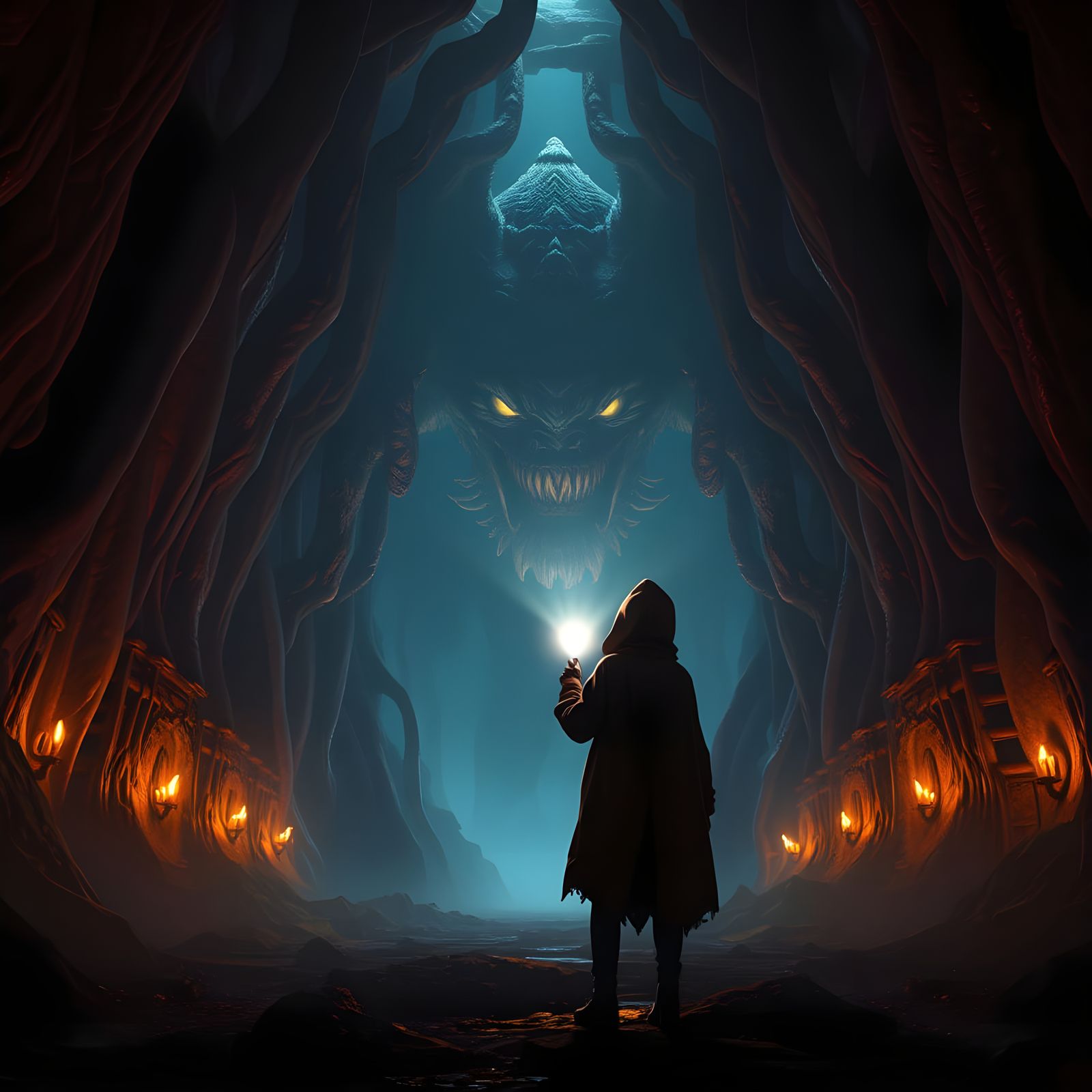 Girl Discovers a Colossal Labyrinth Creature in a Dark, Myst...