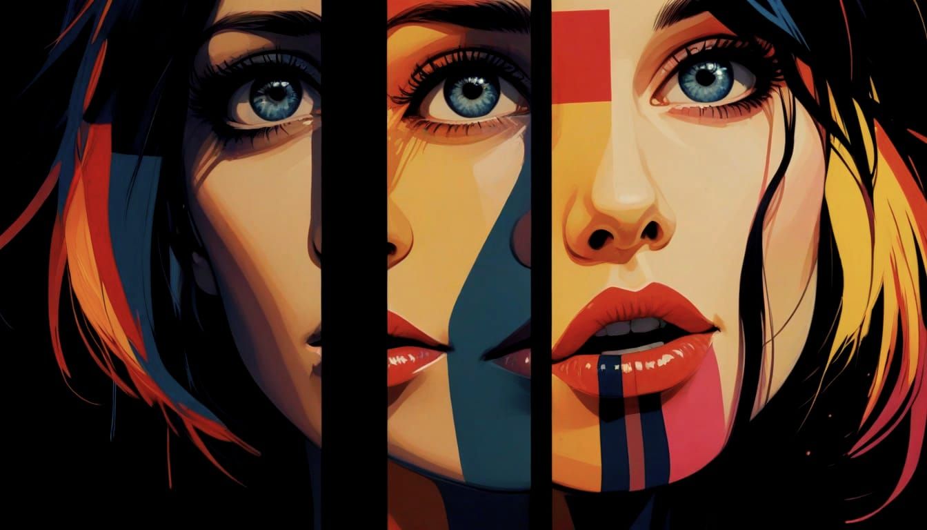 Pop Art Portrait in Mondrian Style