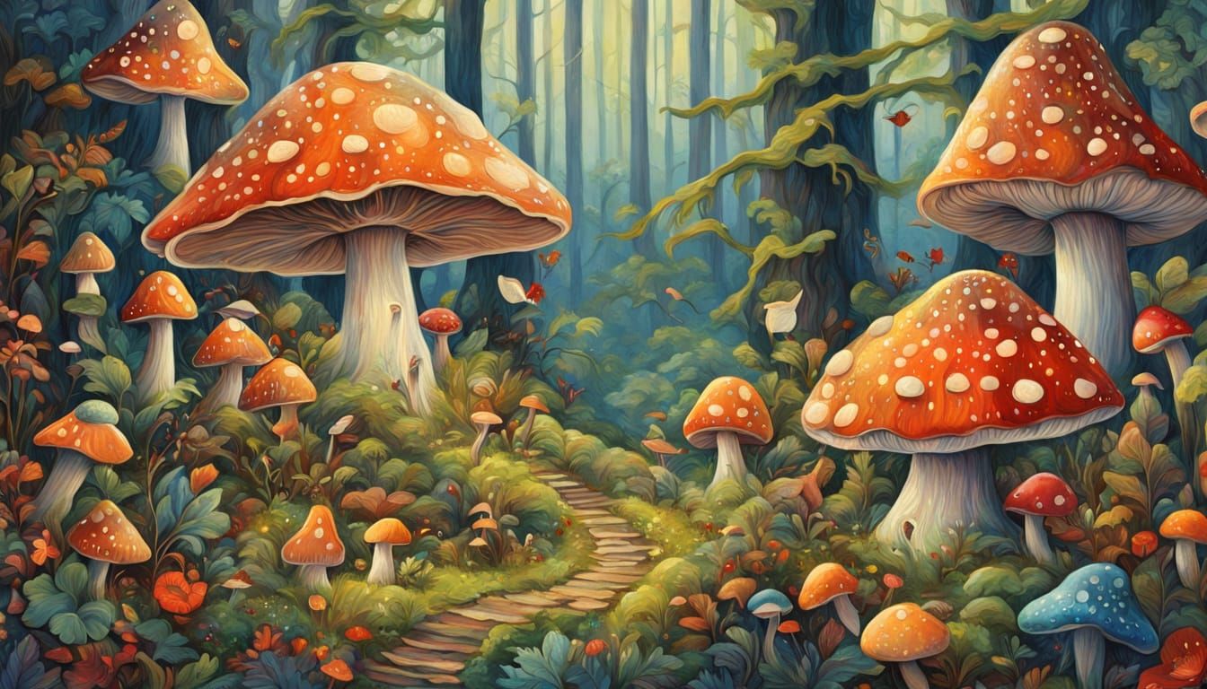 Whimsical Fairy Ring in Folk-Art Style
