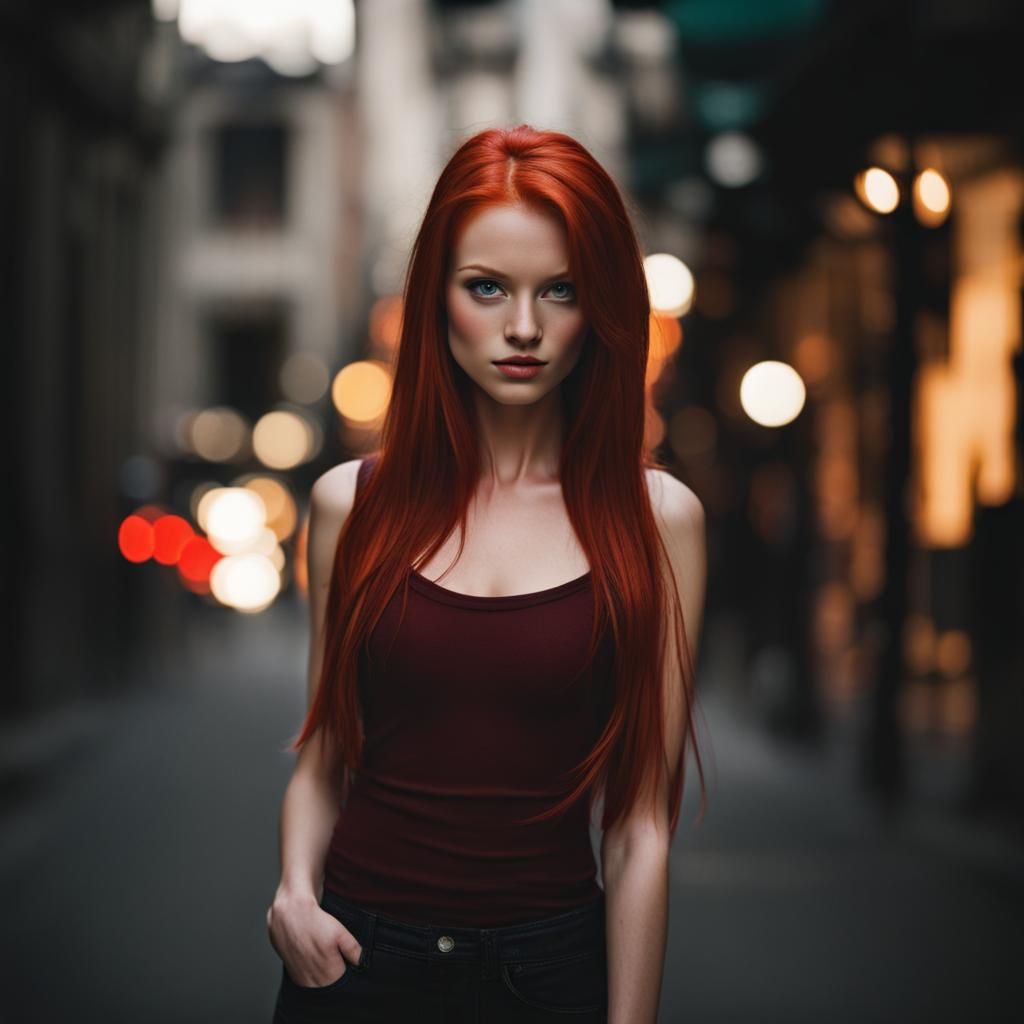 Striking Portrait of a Petite Redhead