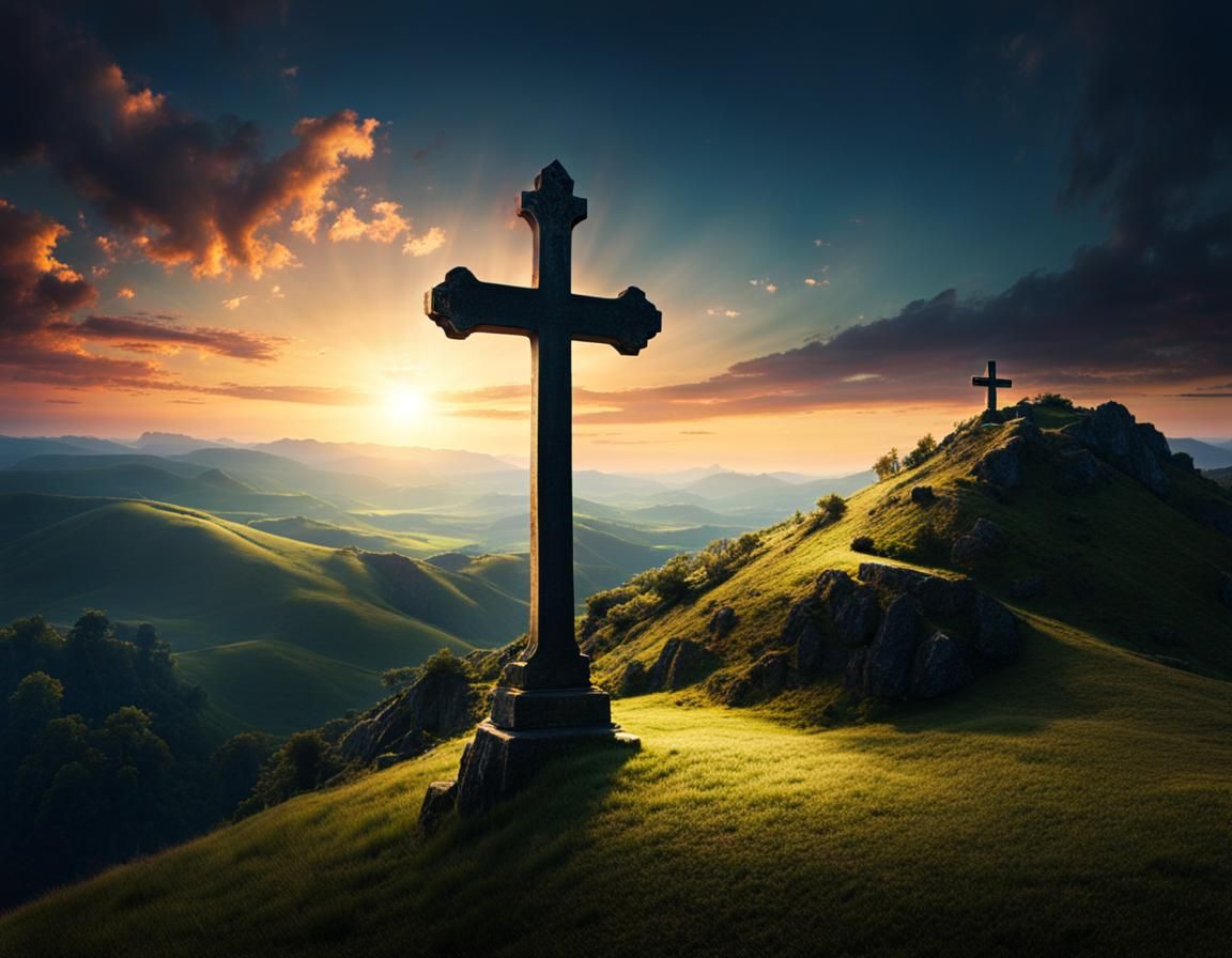 Epic Christian Cross at Crepuscule