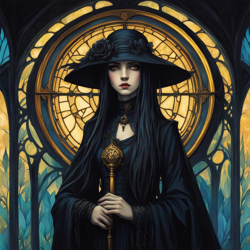 Gothic Lady in Anime Style with Chiaroscuro