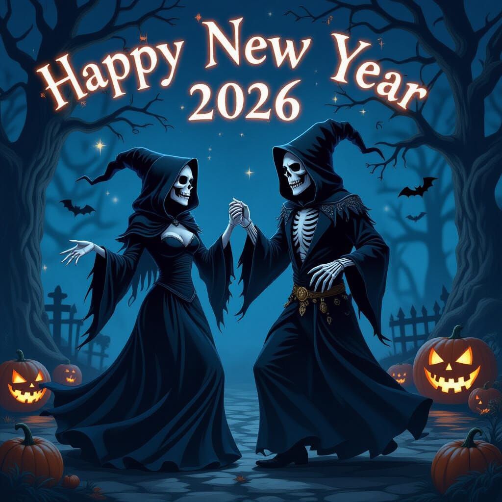 Grim Reapers Dancing for Spooky New Year Celebration