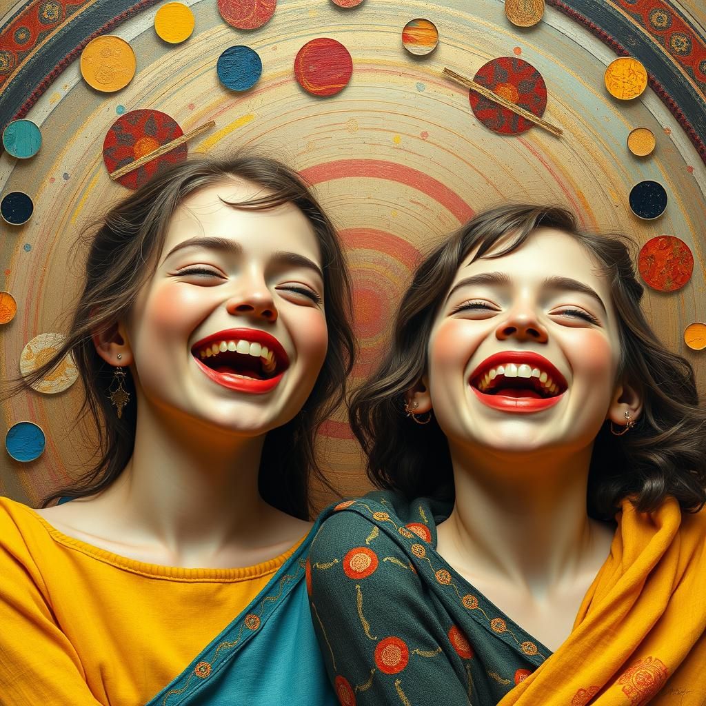Laughing Girls in Hyperrealistic Digital Painting