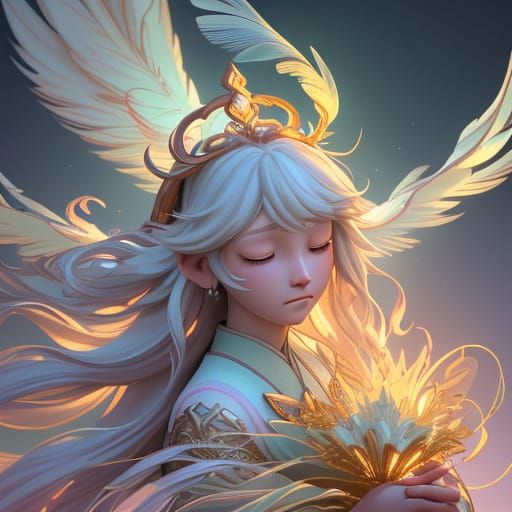 Serene Divine Figure in Vibrant Ethereal Light