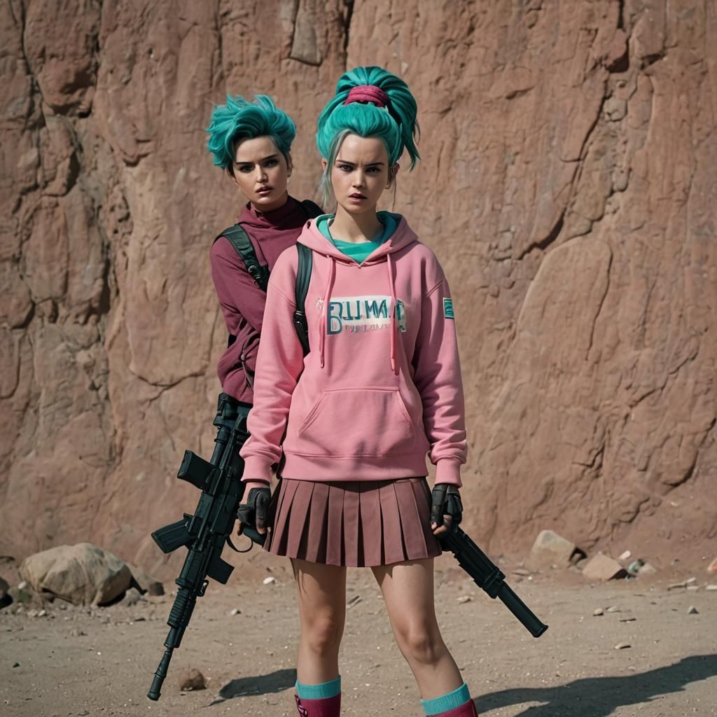 Actress in Bulma Hoodie: Cinematic Film Still