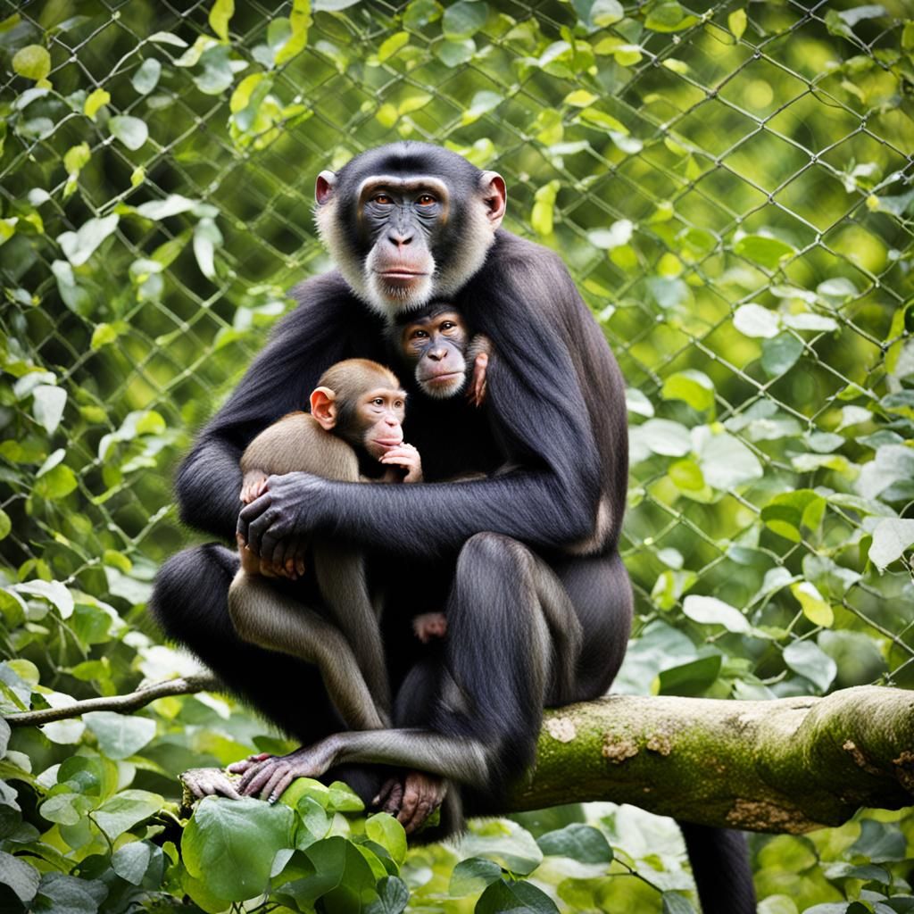 Stylized Digital Art of a Resting Monkey