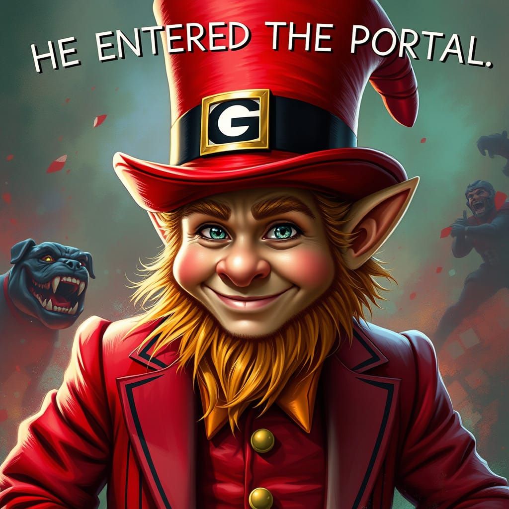 A Leprechaun in a Vibrant Georgia Bulldogs Suit Enters a Por...