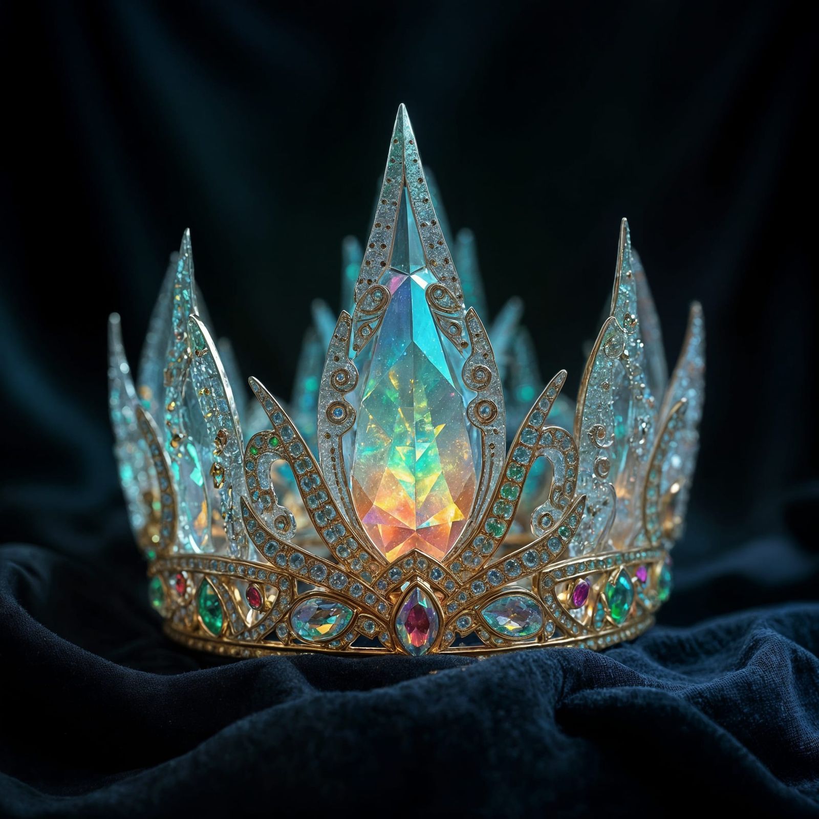 Vibrant Fae Crown with Emerald, Opal, Ruby, and Sapphire on...