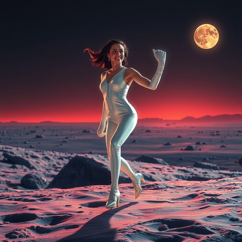 Dancer Defies Gravity on the Lunar Surface in Neon-Lit Futur...