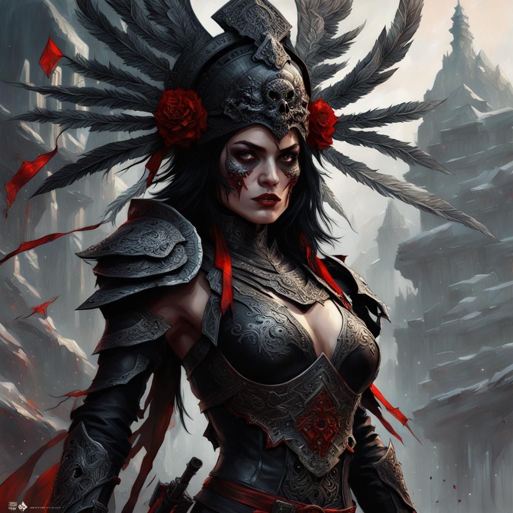 Fantasy Rogue with Skull Headdress, Hyperdetailed Art