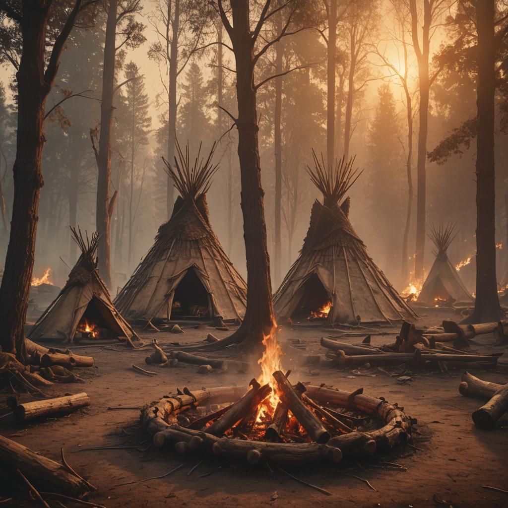 Campfire Scene in Atmospheric Digital Painting