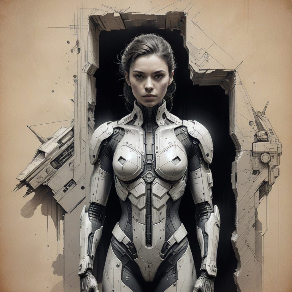 Retro-Futuristic Space Warrior in Epic Battle Gear