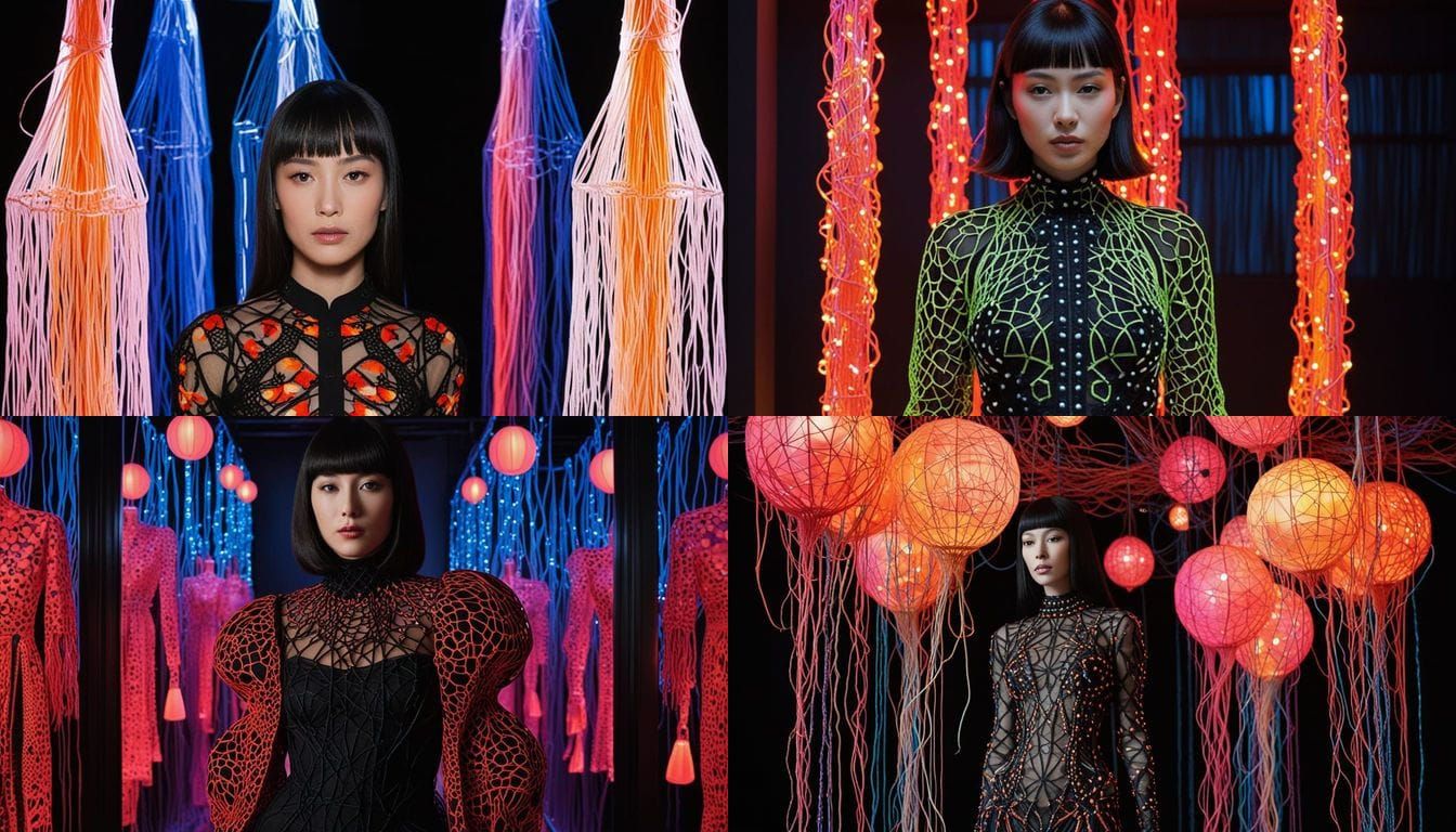 Thierry Mugler Dreamscape Macrame Portrait in Electric Neons