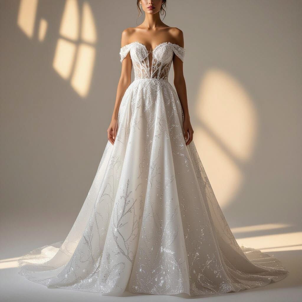 Ethereal Bridal Gown with Sequins and Beadwork