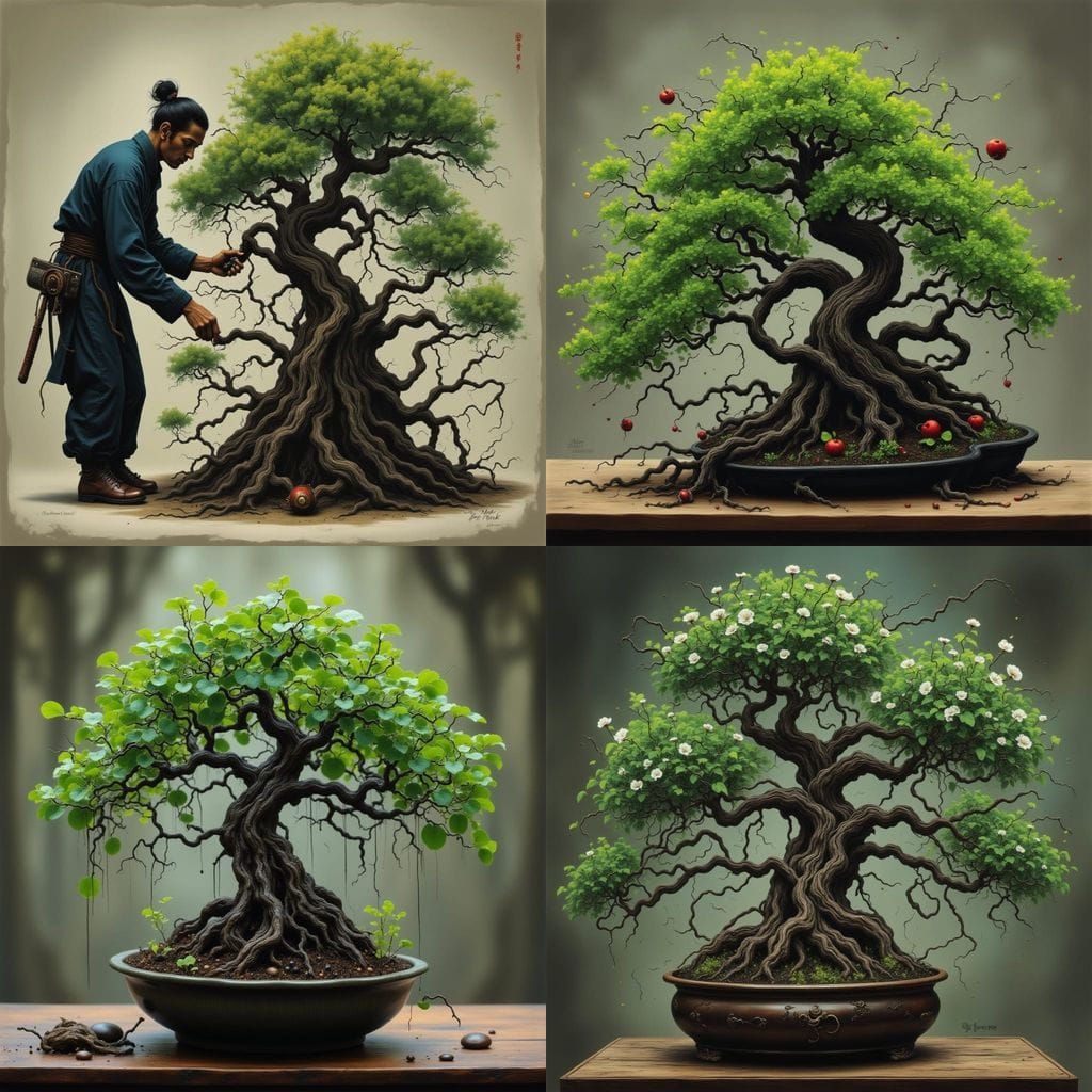 Surreal Samurai in Traditional Japanese Garden