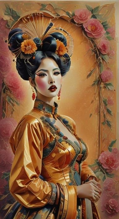 Elegant Afro-Chinese Woman in Traditional Hanfu Robes