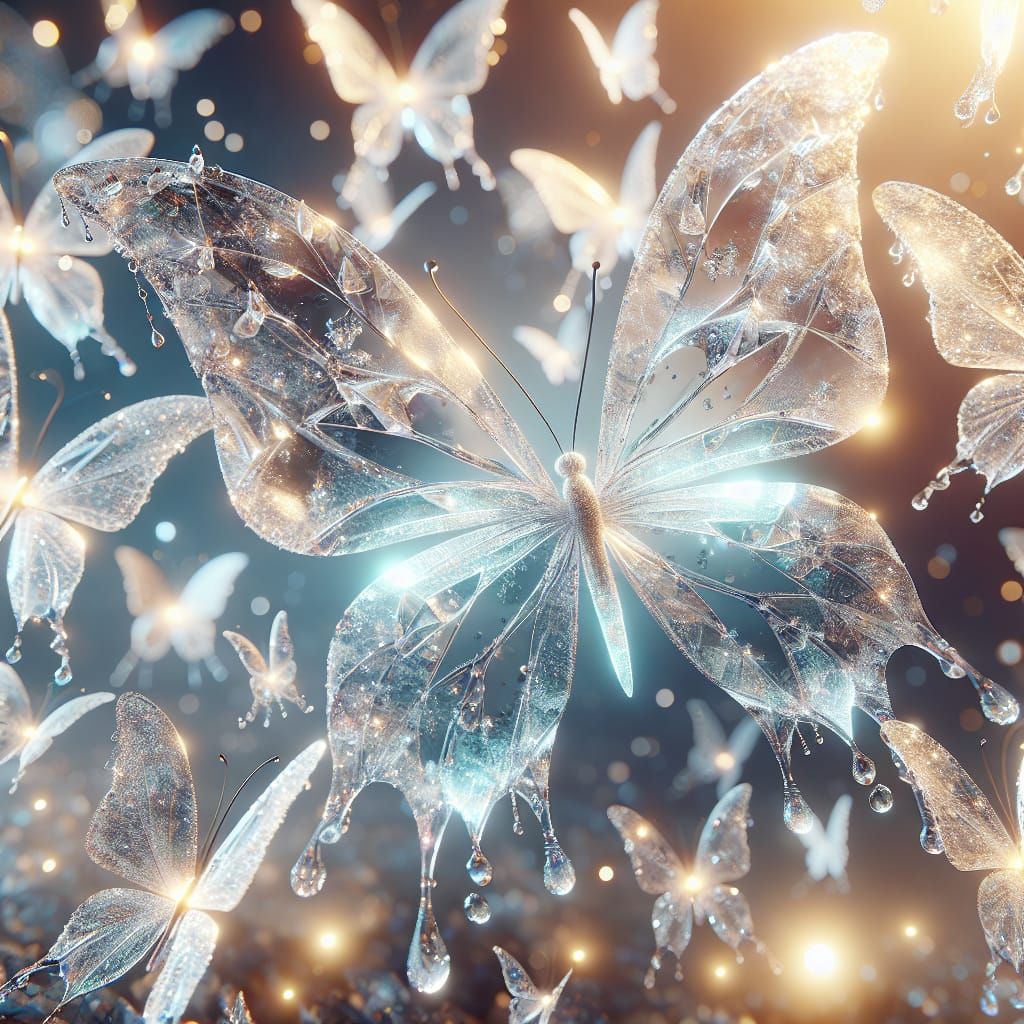 Ice Butterflies in Magical Glowing Light