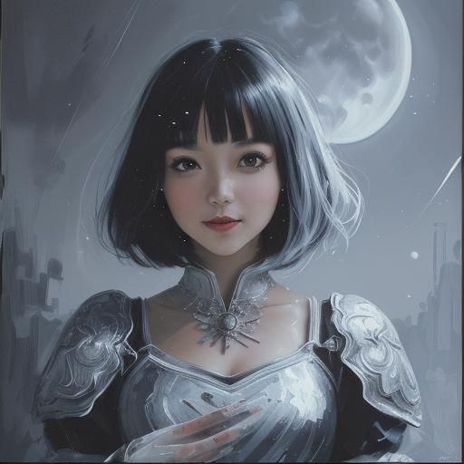 Japanese Lady Portrait in Oil with Palette Knife