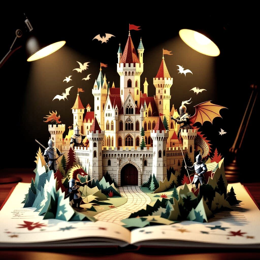 Medieval Pop-Up Castle in Paper Craft Style
