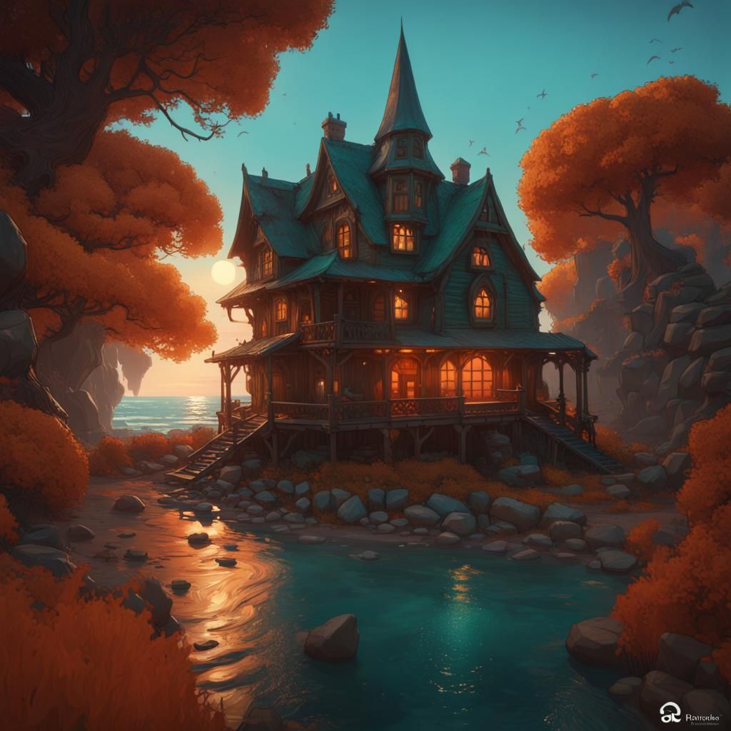 Witch House by the Sea, Hyperdetailed Concept Art