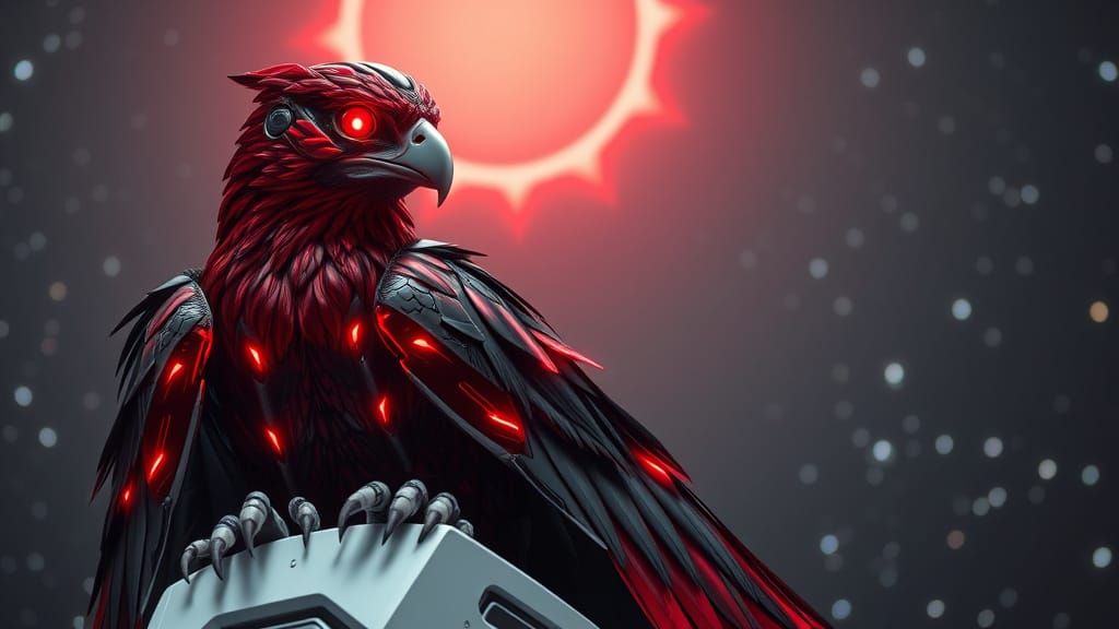 Robotic Falcon Portrait in Cyberpunk Style