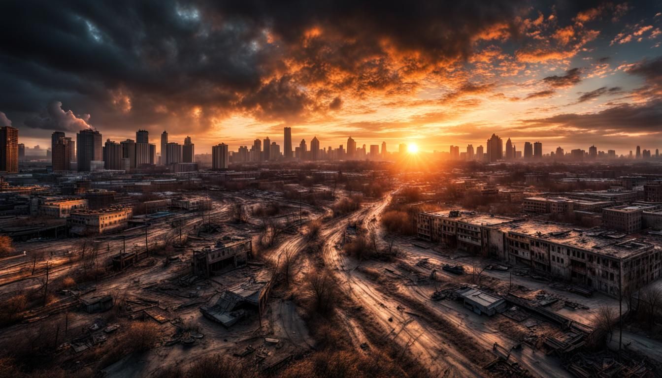 Hyperrealistic Sunrise Apocalypse in Cinematic Style