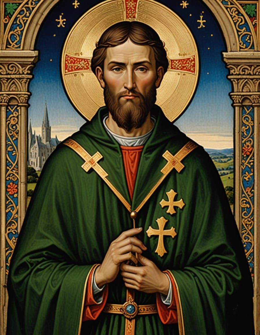 5th Century Celtic Saint Mael of Ardagh in Fervent Prayer