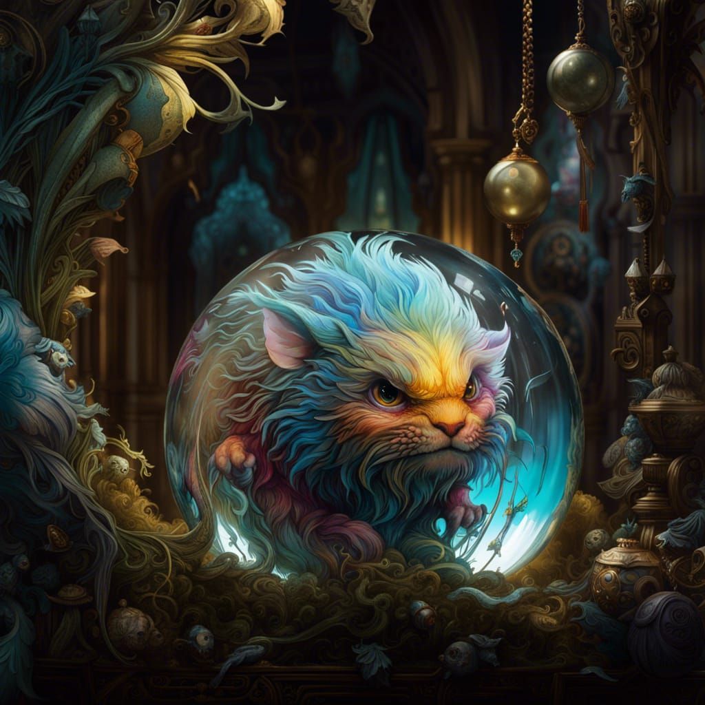 Sad Monster Trapped in Glass Orb