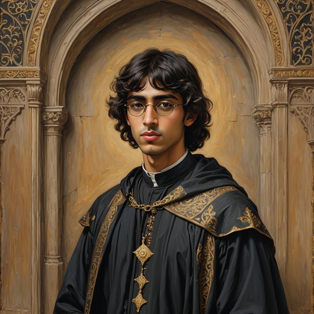 Arabic Nobleman in Pre-Raphaelite Oil Painting