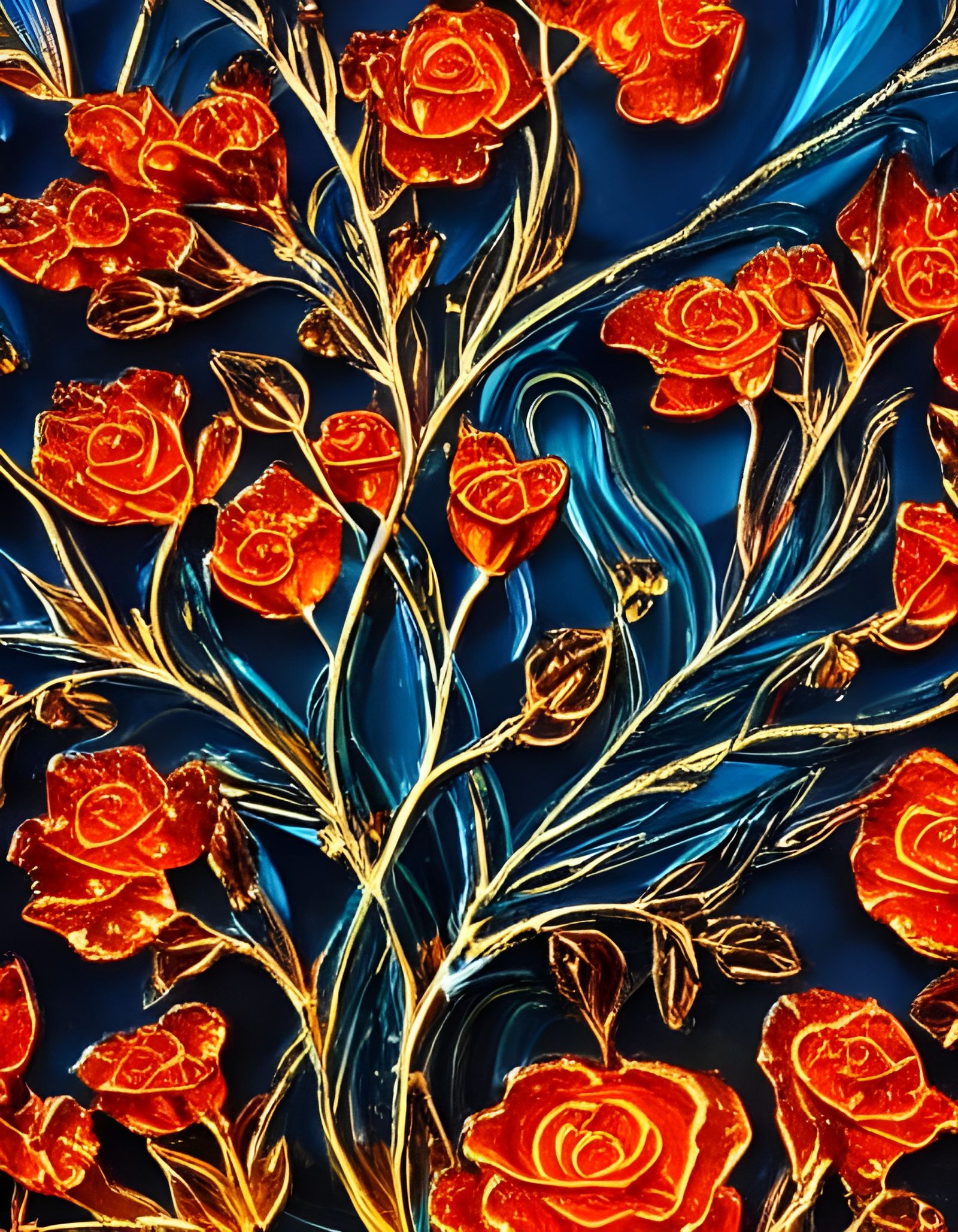 Glowing Crystal Rose in a Dark Glass Forest