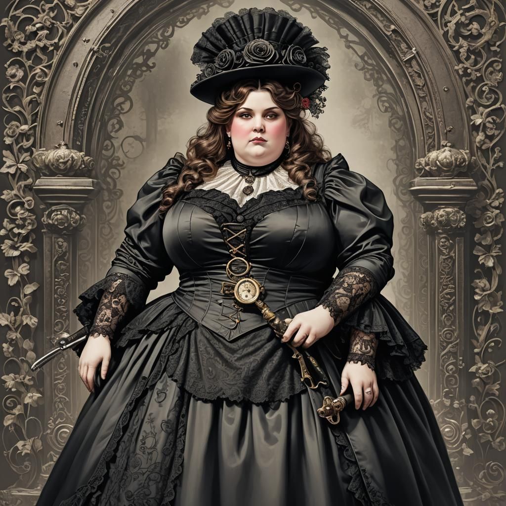 Steampunk Gothic Detective with Cannon and Sword