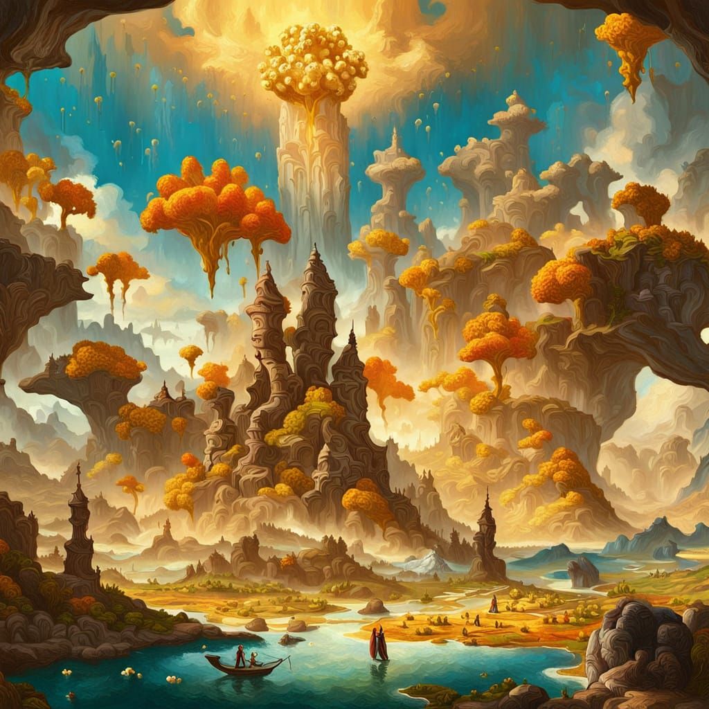 Surreal Popcorn Landscape in Salvador Dali Style