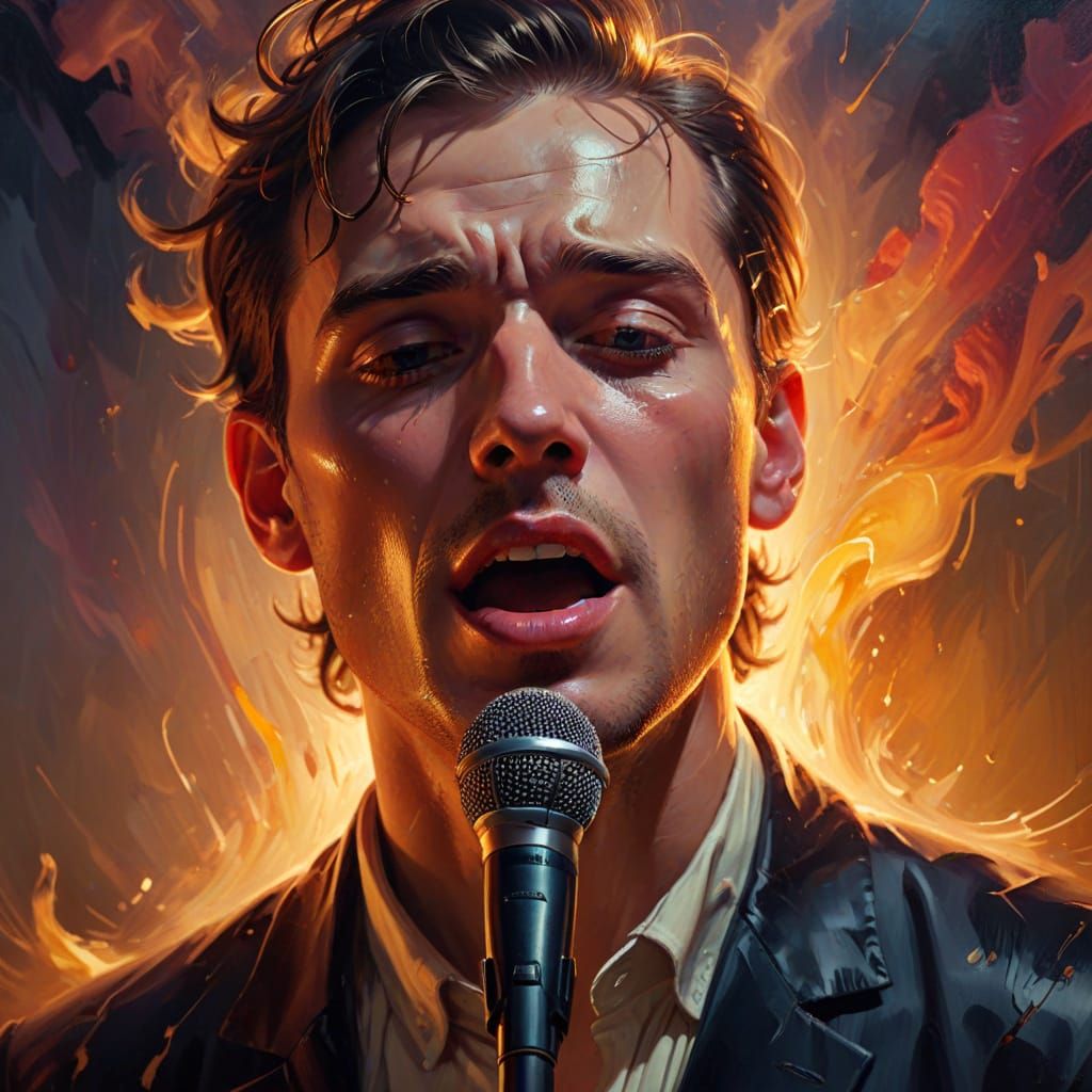 Surreal Portrait of a Singer in Oils