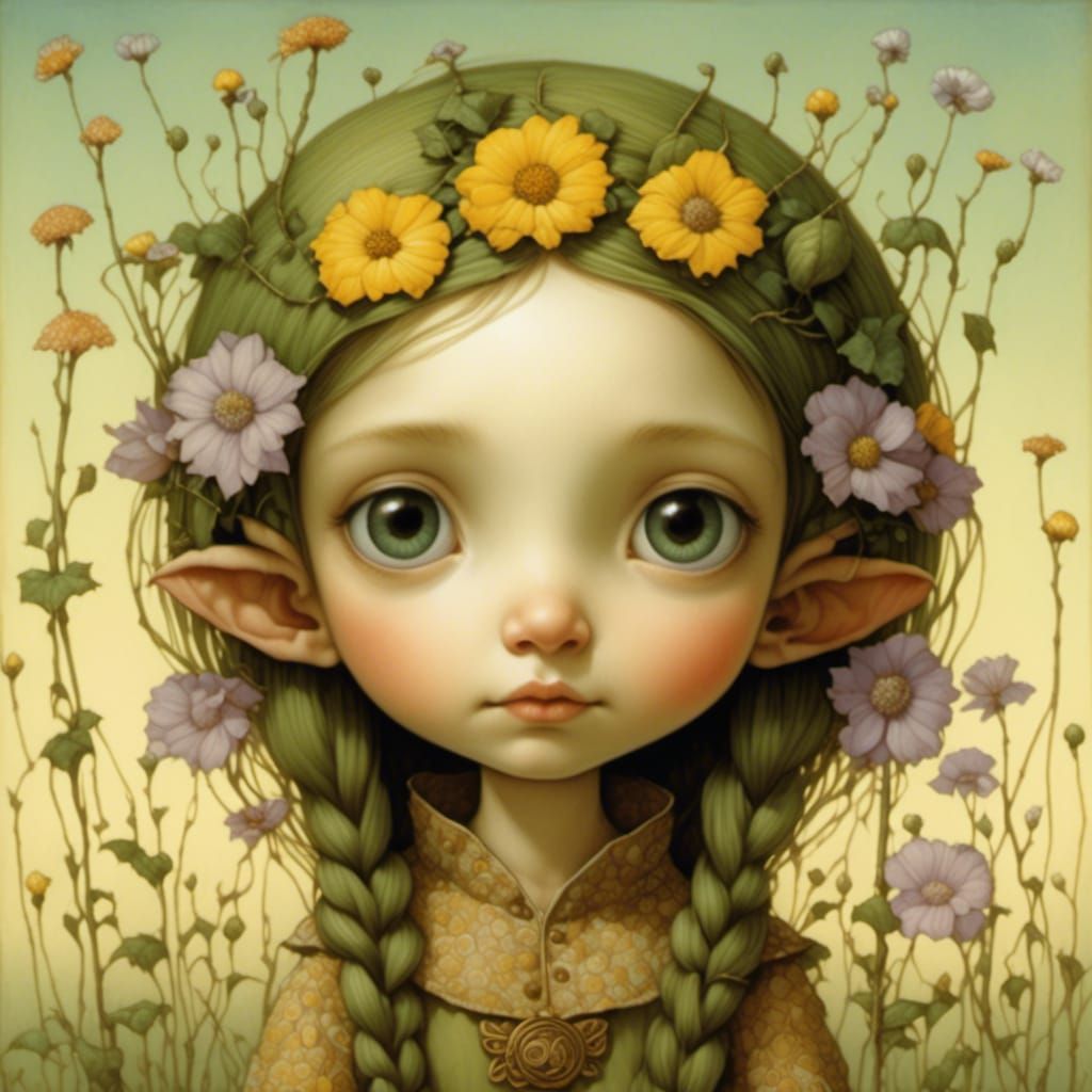 Detailed Flower Elf Inspired by Classic Fairy Art