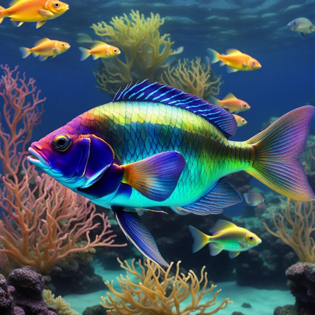 Iridescent Fish Generated by AI