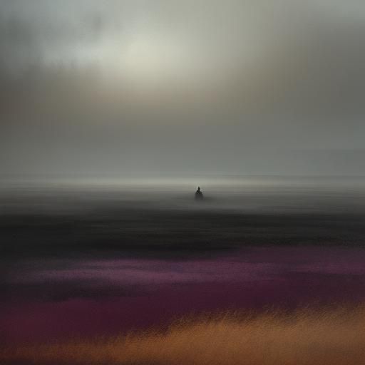 Mysterious Figure Surrounded by Pastel Fog in a Dramatic Oil...