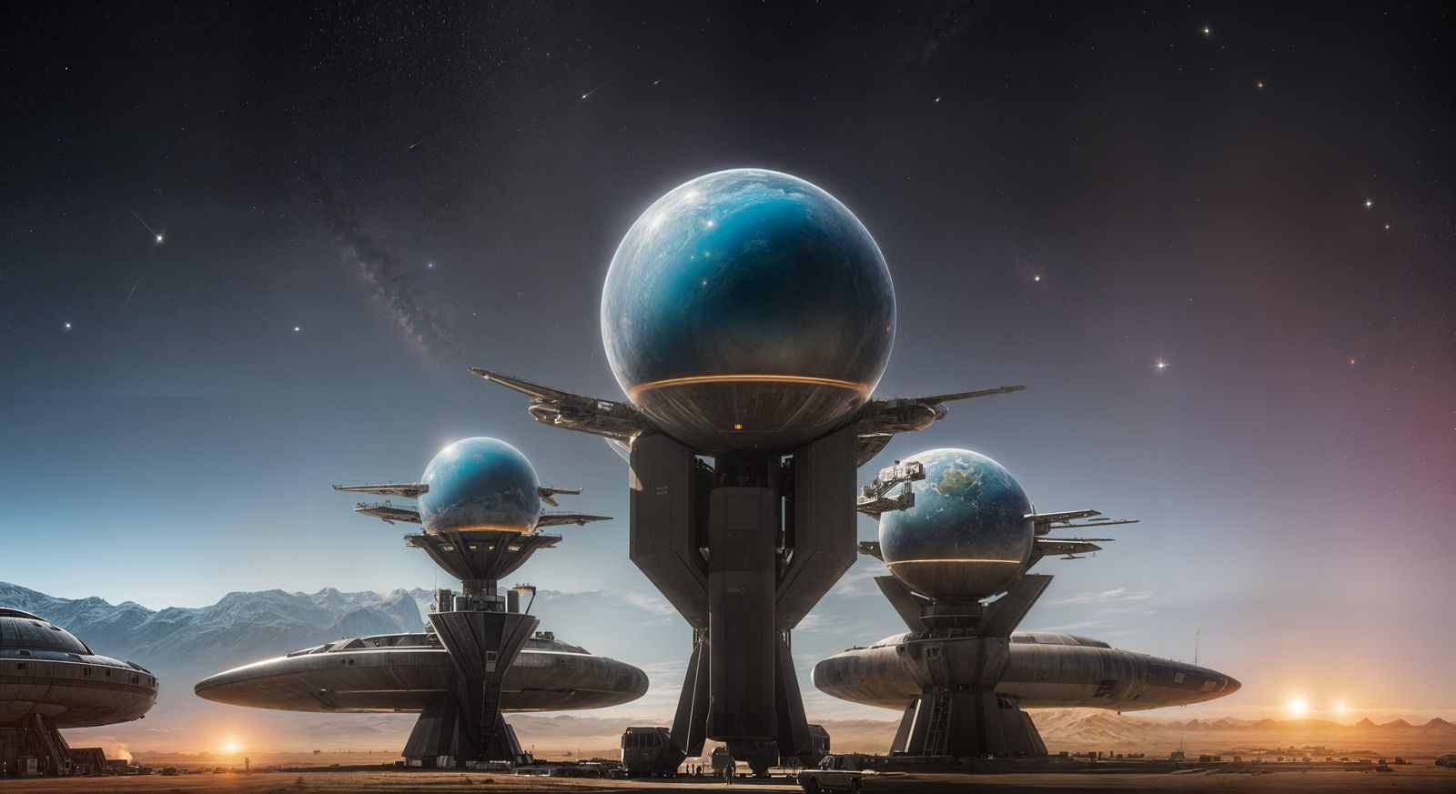 Alien Planet Cargo Spaceport in Orbit